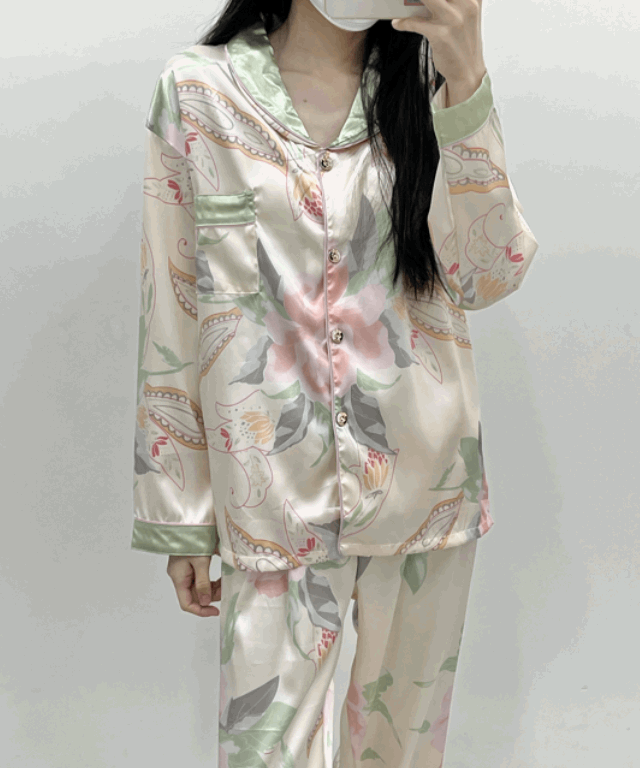 스칼린 긴팔 잠옷 세트 (1 color)
