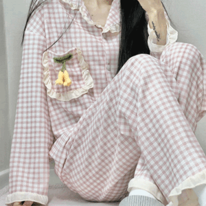 꽃달린 포켓 잠옷 세트 (2 color)