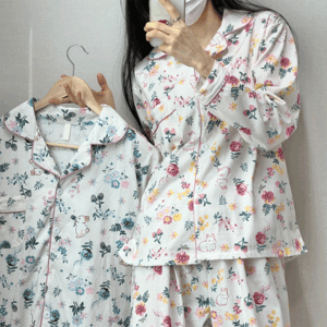 꽃토끼 투피스 잠옷 (2 color)